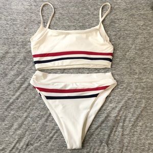 White/red and blue L*SPACE bikini set